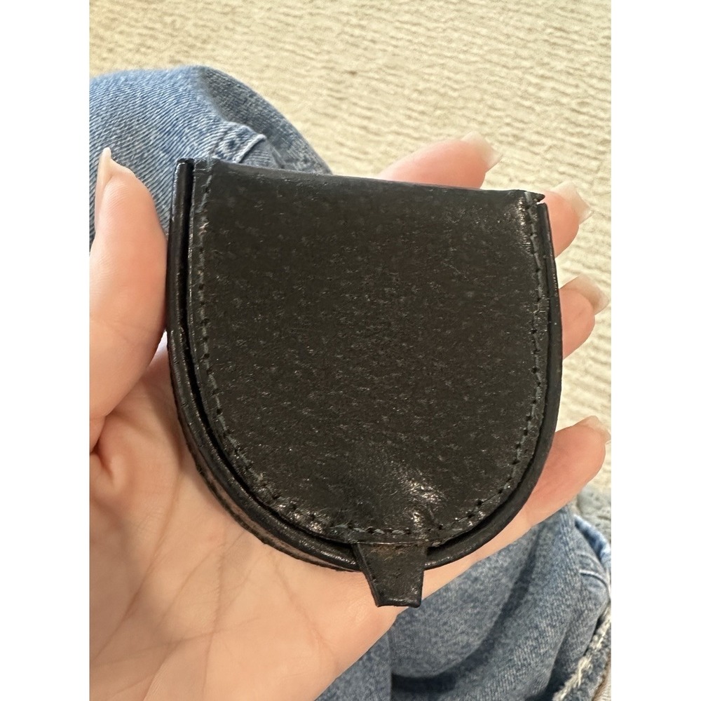 Coin Money Holder Black Leather 3 Compartments to Put Things Small